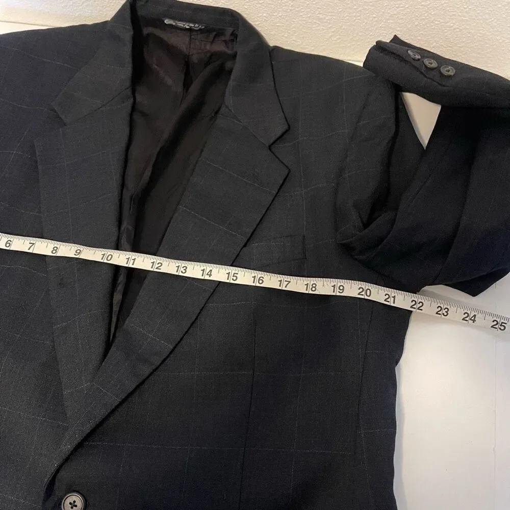 Christian Dior Monsieur Gray Plaid 2 Button Suit‎ Jacket Size 44